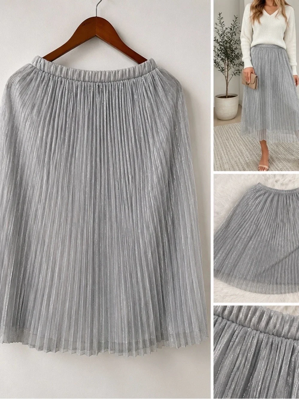 Pull & Bear Pleated Shimmer Skirt – Size 28